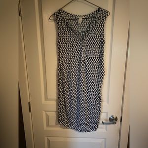 H&M Mama V-Neck Maternity Dress in Blue with White Polka Dots